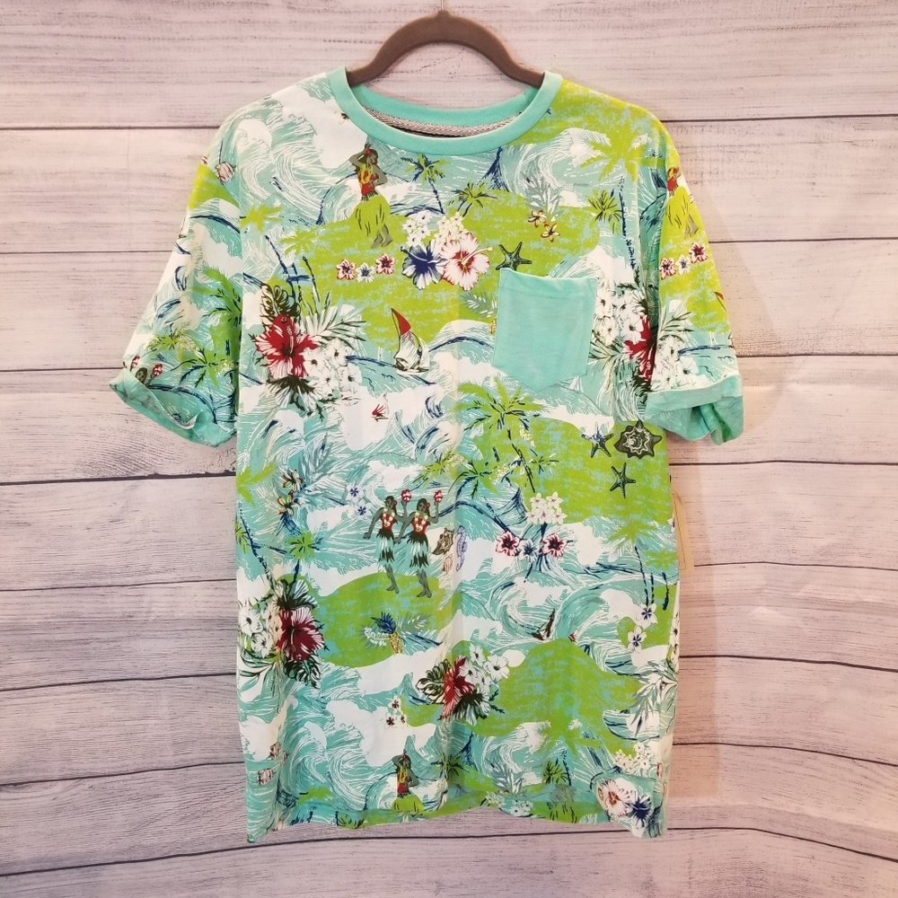 Free Planet Mint Green Tropical Floral Pocket Tee